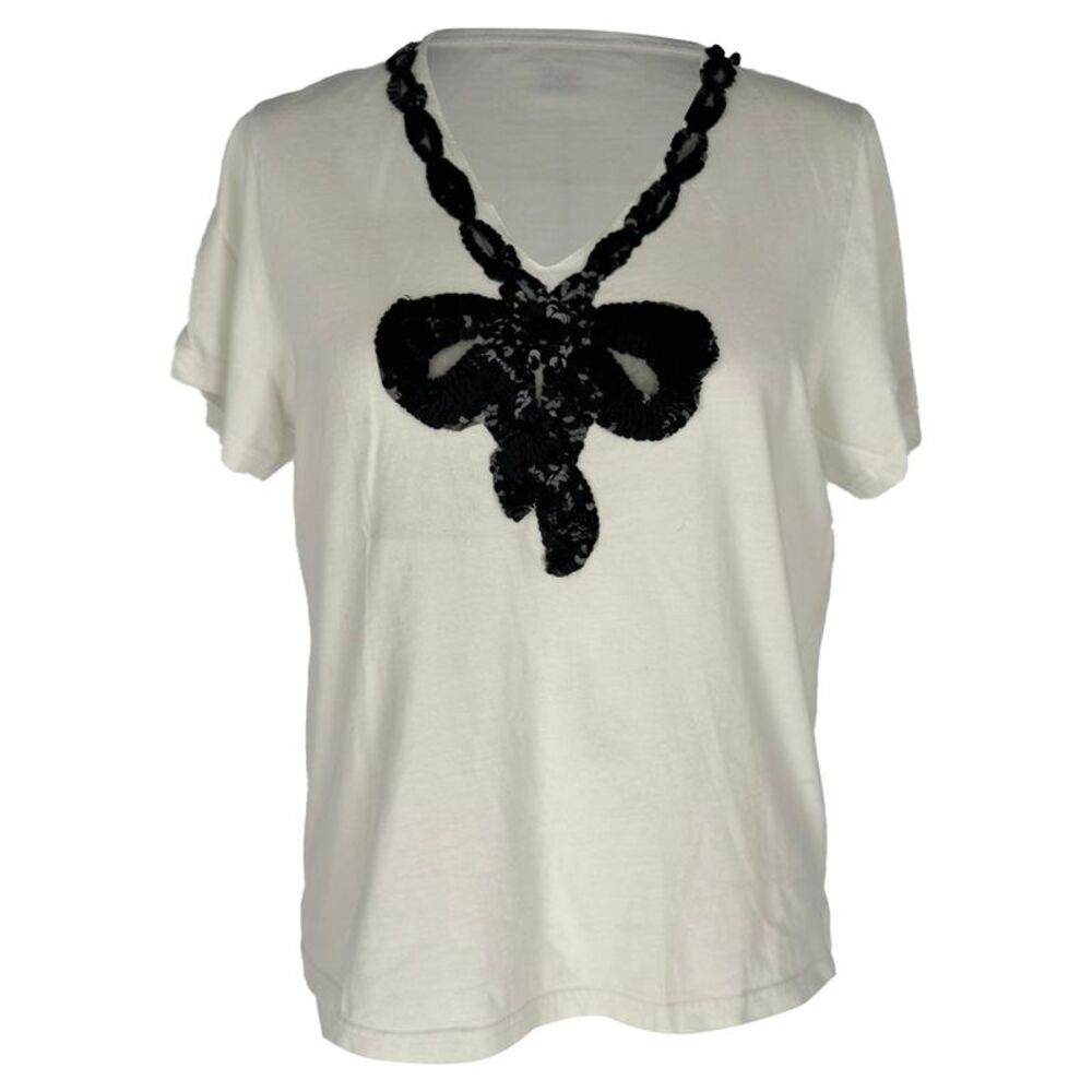 Marc Jacobs Embroidered Bow Sequin T-Shirt in White Cotton
